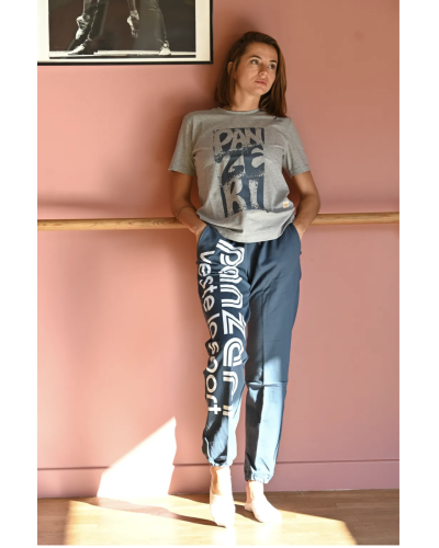 Pantalon de survêtement PANZERI gris foncé et Blanc