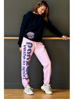 Pantalon de survêtement PANZERI rose et bleu marine