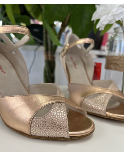 Chaussures de danse rose gold ROSSO LATINO - modèle AMINA