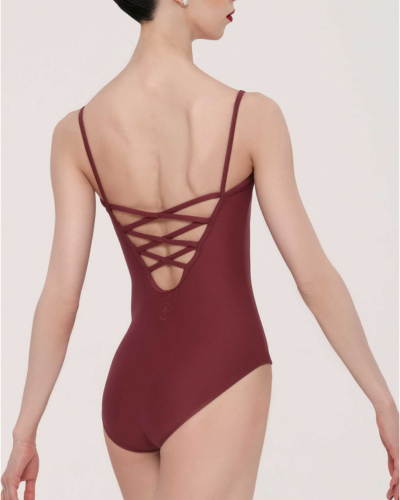 Justaucorps Wear Moi ANGÉLIQUE,  Design Élégant avec Dos à Bretelles Entrecroisées en Bordeaux