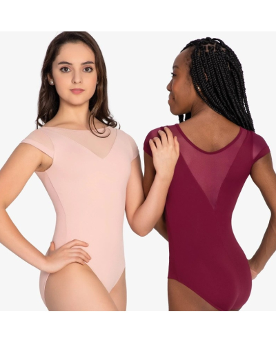 Justaucorps So Danca manches courtes avec décolletés en V et Tulle