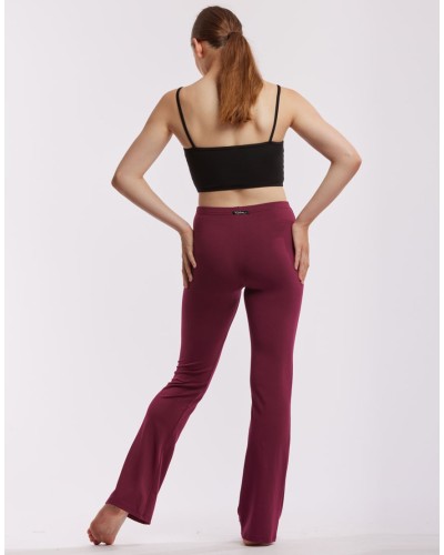 Pantalon de danse fluide LUNA – Temps Danse – Noir & Bordeaux – Jazz, Fitness, Yoga