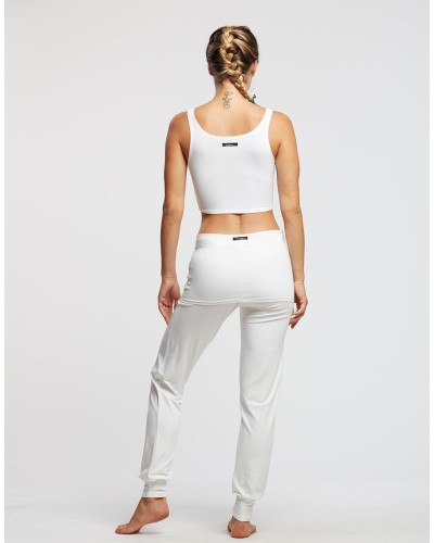 Pantalon ALTO – Temps Danse – Blanc – Yoga & Danse – Coupe fluide avec ceinture rabattable