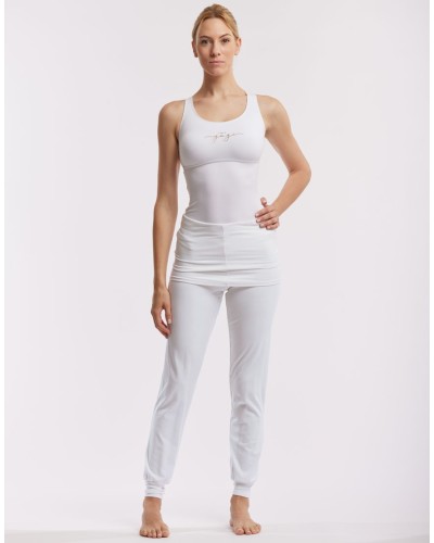 Pantalon ALTO – Temps Danse – Blanc – Yoga & Danse – Coupe fluide avec ceinture rabattable