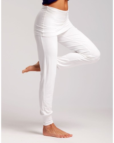 Pantalon ALTO – Temps Danse – Blanc – Yoga & Danse – Coupe fluide avec ceinture rabattable