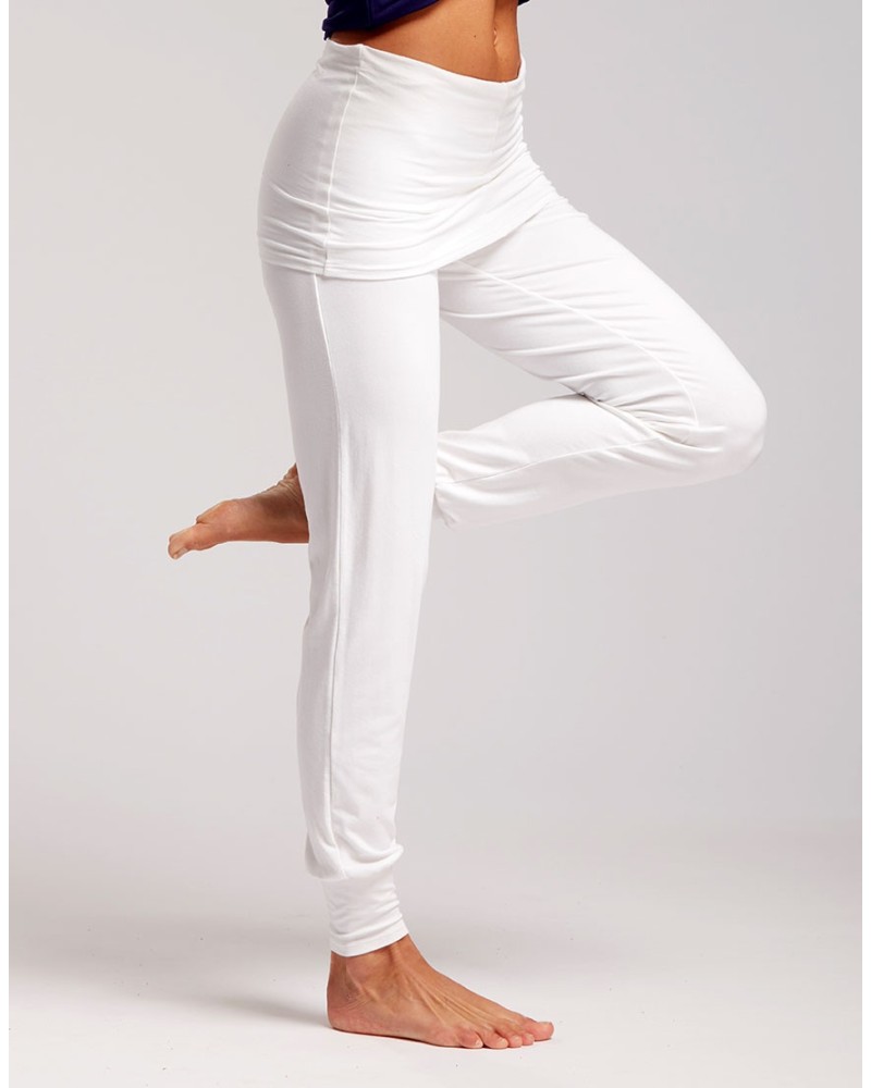 Pantalon ALTO – Temps Danse – Blanc – Yoga & Danse – Coupe fluide avec ceinture rabattable