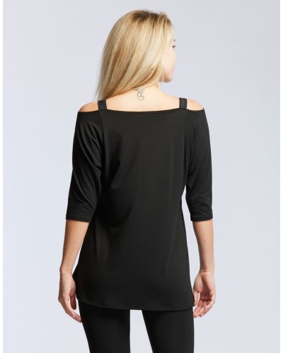T-shirt GENOVA – Temps Danse – Manches 3/4 – Bordeaux / Noir – Danse & Yoga