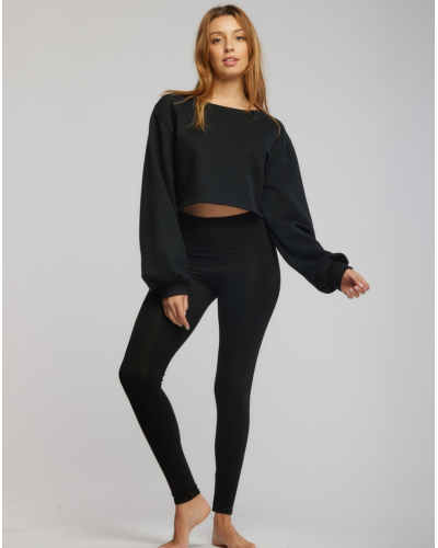 Sweat crop top noir femme - TEMPS DANSE