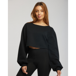 Sweat crop top noir femme - TEMPS DANSE