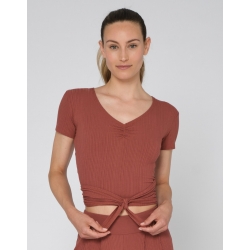 T-shirt Réversible ROBYN – Temps Danse – Cache-cœur côtelé – Terracotta 