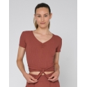 T-shirt Réversible ROBYN – Temps Danse – Cache-cœur côtelé – Terracotta 