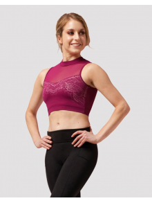 Brassière de danse BLOCH Z0195 Natalia – Dos nu, dentelle et maille – Rose foncé