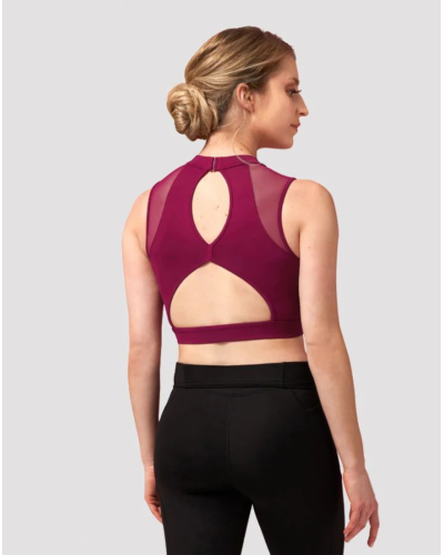 Brassière de danse BLOCH Z0195 Natalia – Dos nu, dentelle et maille – Rose foncé