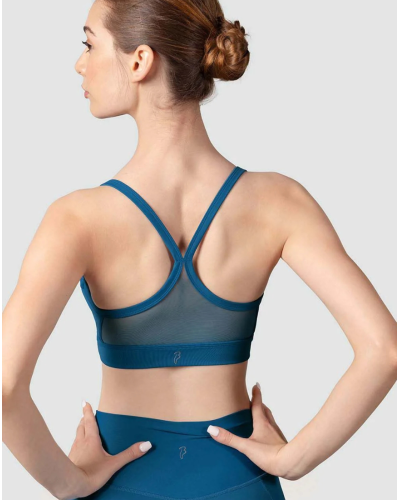 Brassière de danse BLOCH Z8457 – Dos en mesh, fines bretelles – Bleu ou gris