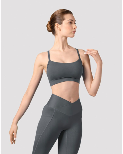 Brassière de danse BLOCH Z8457 – Dos en mesh, fines bretelles – Bleu ou gris