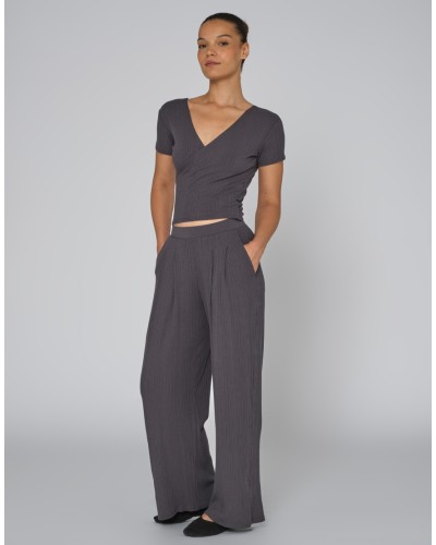 Pantalon large côtelé RINGO – Terracotta – Temps Danse