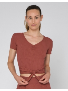 T-shirt Réversible ROBYN – Temps Danse – Cache-cœur côtelé – Terracotta 
