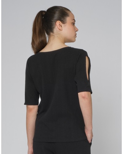 T-shirt côtelé RIM Temps Danse – Manches fendues – Terracotta ou Gris