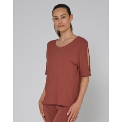 T-shirt côtelé RIM Temps Danse – Manches fendues – Terracotta ou Gris