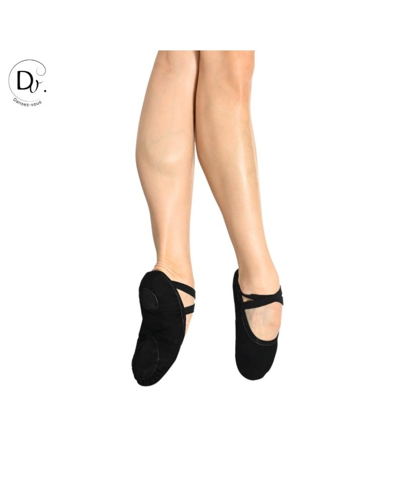 Demi-Pointes Noires NINA en Toile Bi-Semelle – Dansez-Vous