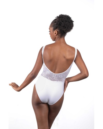 Justaucorps enfant Ballet Rosa Inaya – Blanc avec dentelle