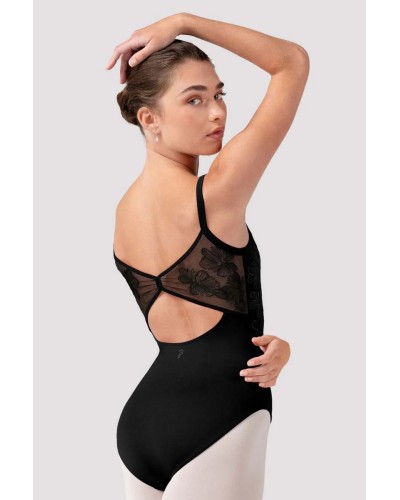Justaucorps de danse Bloch brodé bretelles fines noir L70002