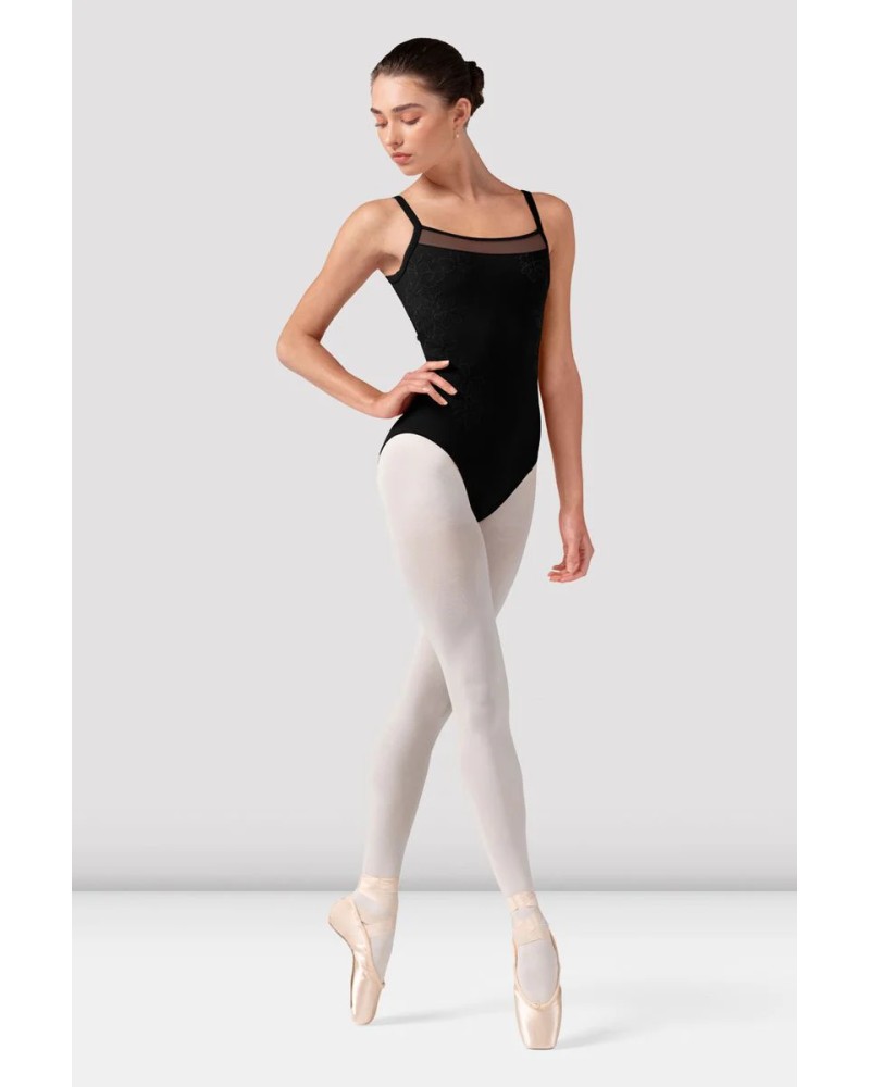 Justaucorps de danse Bloch brodé bretelles fines noir L70002